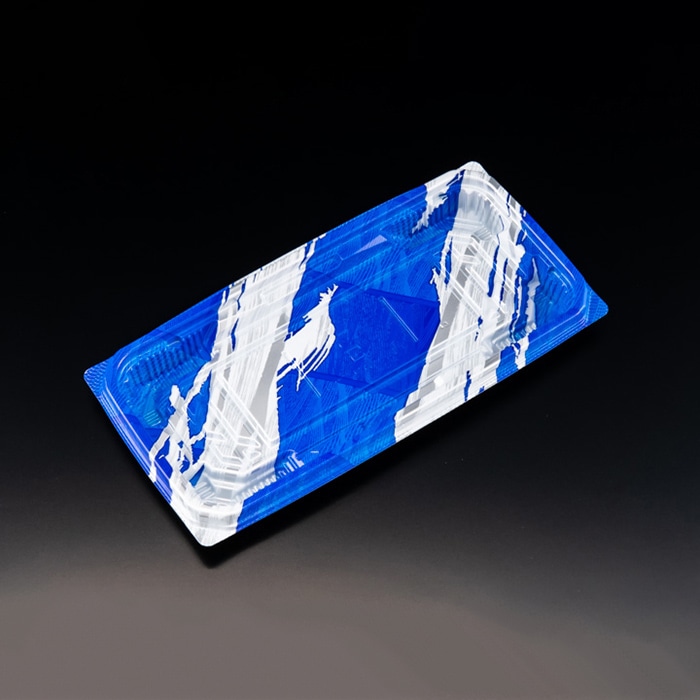 >リスパック 刺身容器　バイオ流派　本体 25-12B　平 FAPK374　めいかい青 50枚/袋（ご注文単位16袋）【直送品】