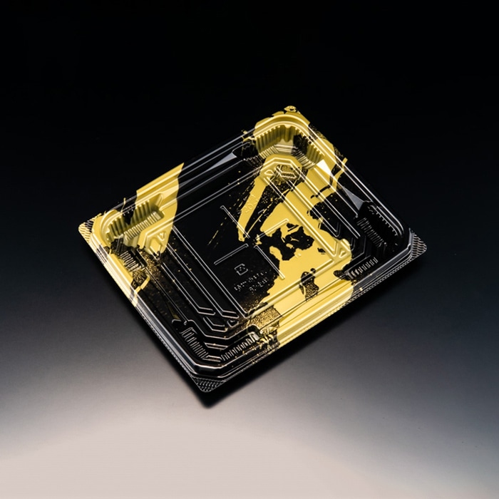 リスパック 刺身容器 バイオ流派 本体 20-17B 平 FAPK513 いとど金BK 50枚/袋(ご注文単位12袋)【直送品】