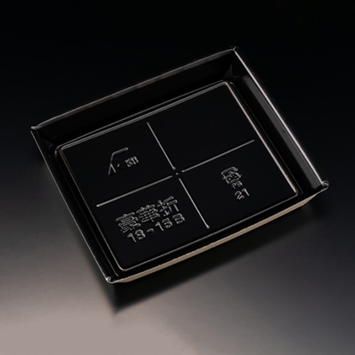 リスパック 刺身容器　豪華折　本体 18-15B 桐木目黒 50枚/袋（ご注文単位12袋）【直送品】