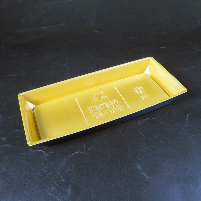 リスパック 刺身容器　豪華折　本体 23-10B 黒純金 50枚/袋（ご注文単位16袋）【直送品】