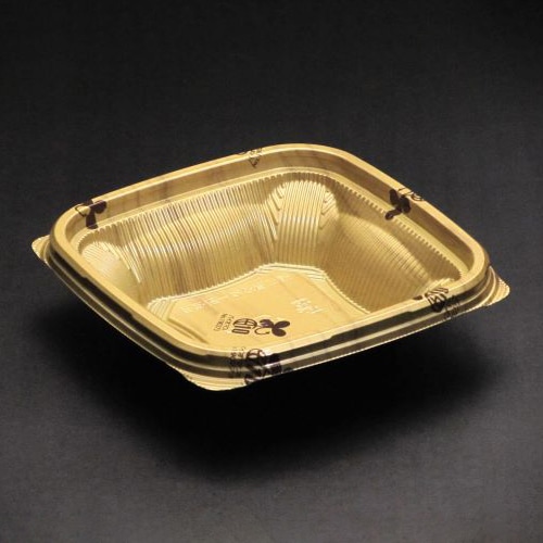 リスパック 丼容器　バイオのぞみ　本体 角160-40B K-ウォール金 50枚/袋（ご注文単位18袋）【直送品】