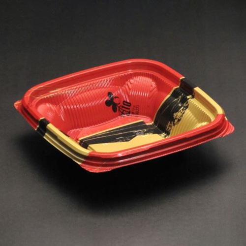 リスパック 丼容器　バイオのぞみ　本体 角160-40B K-あじわい赤 50枚/袋（ご注文単位18袋）【直送品】