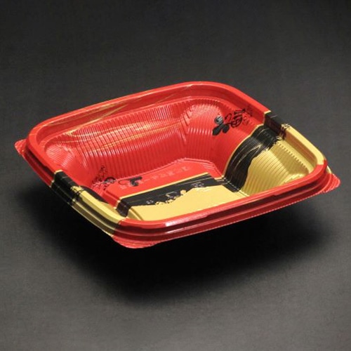 リスパック 丼容器　バイオのぞみ　本体 角170-40B K-あじわい赤 50枚/袋（ご注文単位12袋）【直送品】