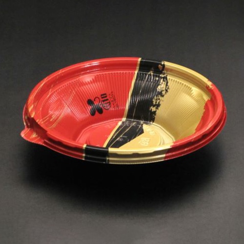 リスパック 丼容器　バイオのぞみ　本体 丸180-43B K-あじわい赤 50枚/袋（ご注文単位12袋）【直送品】