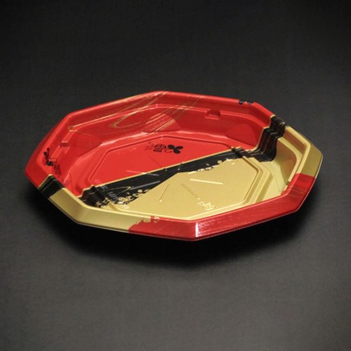 リスパック 丼容器　バイオのぞみ　本体 八角210B K-あじわい赤 50枚/袋（ご注文単位8袋）【直送品】