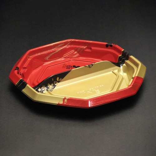 リスパック 丼容器　バイオのぞみ　本体 八角210B　2S K-あじわい赤 50枚/袋（ご注文単位8袋）【直送品】