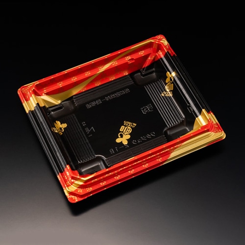 リスパック お重容器　バイオデリカ　枠重　本体 2-1B K-えんてん赤J10 50枚/袋（ご注文単位18袋）【直送品】