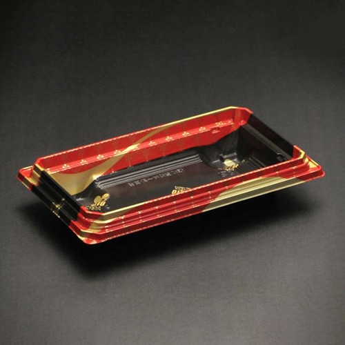 リスパック お重容器　バイオデリカ　枠重　本体 3-1B K-えんてん赤J10 50枚/袋（ご注文単位18袋）【直送品】