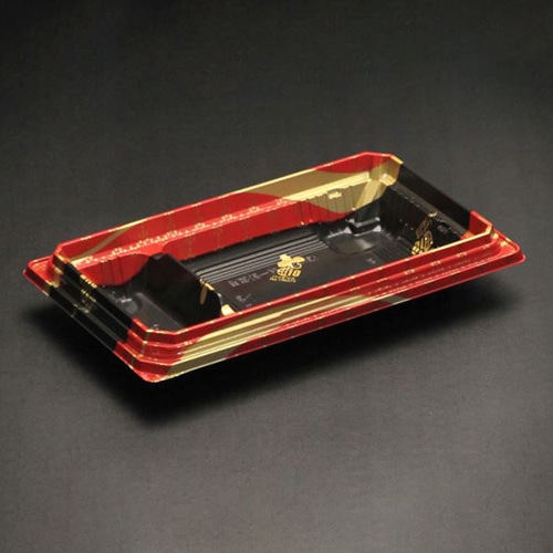 リスパック お重容器　バイオデリカ　枠重　本体 3-2B K-えんてん赤J10 50枚/袋（ご注文単位18袋）【直送品】