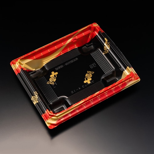 リスパック お重容器　バイオデリカ　枠重　本体 4-1B K-えんてん赤J10 50枚/袋（ご注文単位16袋）【直送品】