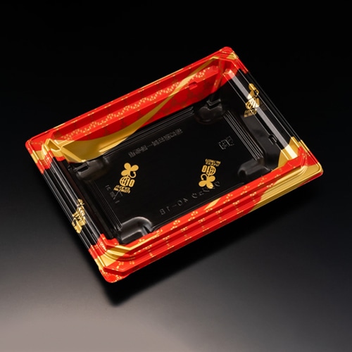 リスパック お重容器　バイオデリカ　枠重　本体 40-1B K-えんてん赤J10 50枚/袋（ご注文単位18袋）【直送品】