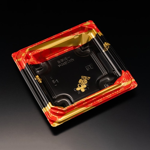 リスパック お重容器　バイオデリカ　枠重　本体 145B K-えんてん赤J10 50枚/袋（ご注文単位24袋）【直送品】