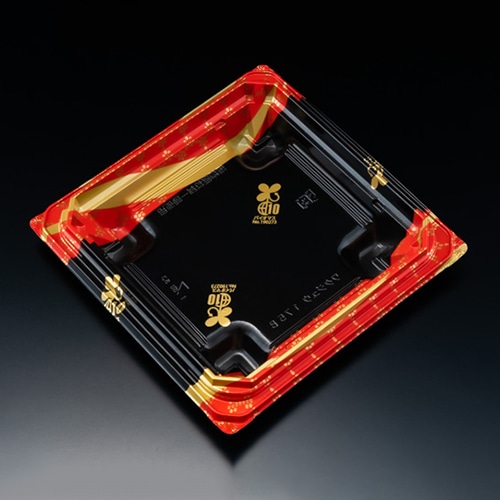 リスパック お重容器　バイオデリカ　枠重　本体 175B K-えんてん赤J10 50枚/袋（ご注文単位18袋）【直送品】