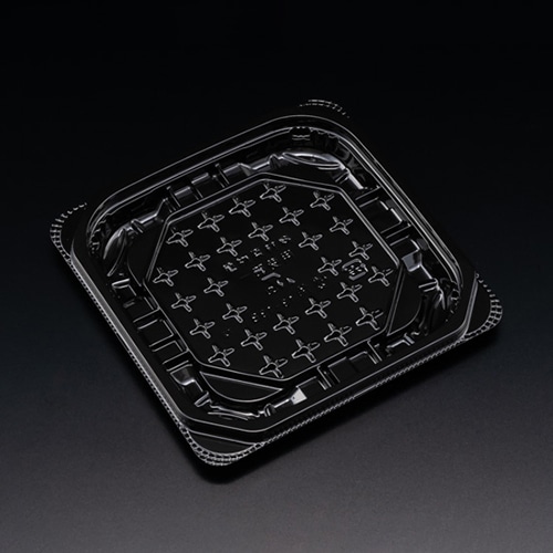 リスパック 軽食容器 バイオ 優角 本体 13-13B 黒 PBQB061 100枚/袋（ご注文単位15袋）【直送品】