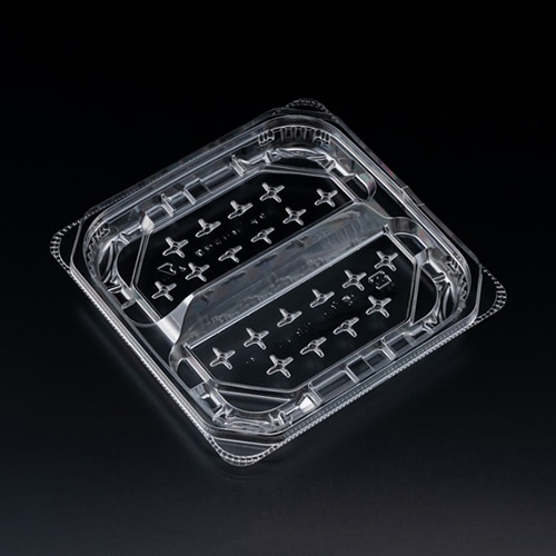 リスパック 軽食容器 バイオ 優角 本体 15-15B-2S クリアー PBQB260 100枚/袋（ご注文単位12袋）【直送品】