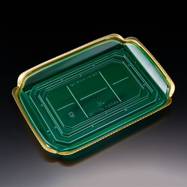 リスパック 刺身容器 バイオ 華ノ枠 本体 25-19B エレガグリーン FHNW607 50枚/袋（ご注文単位8袋）【直送品】