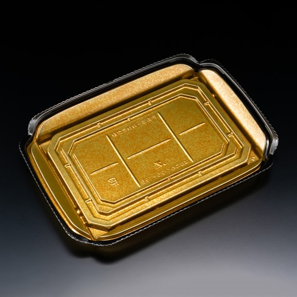 リスパック 刺身容器 バイオ 華ノ枠 本体 25-19B 真打金 FHNW605 50枚/袋（ご注文単位8袋）【直送品】