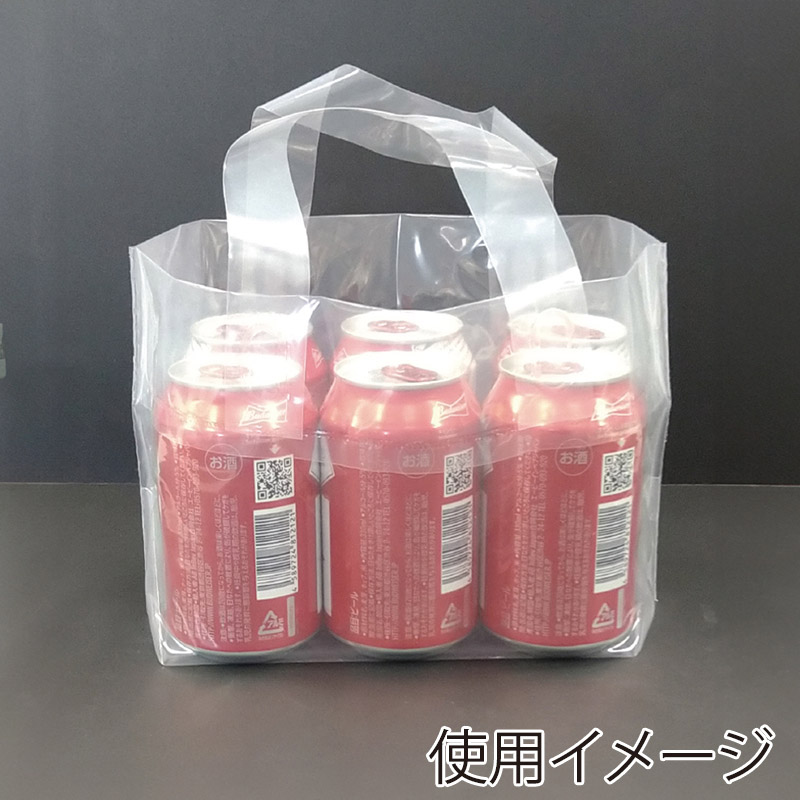 モロフジ 手提げポリ袋 6缶用 自動手付 無地 50枚/袋（ご注文単位10袋）【直送品】
