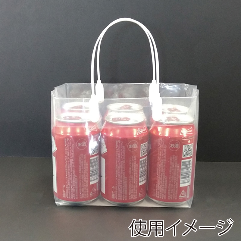 モロフジ 手提げポリ袋 ハッピータック 6缶用 無地 10枚/袋（ご注文単位25袋）【直送品】