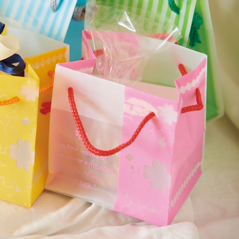 モロフジ 手提げポリ袋 ロゼッタ ピンク 0109115 10枚/袋（ご注文単位20袋）【直送品】