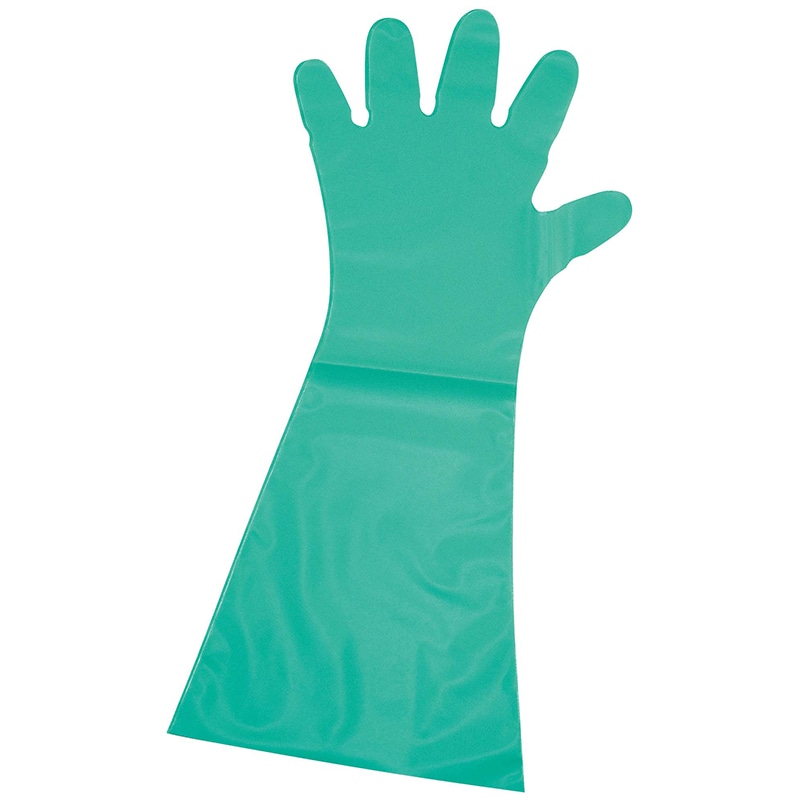 エンボス手袋　#50　ロング　グリーン（五本絞り） 50枚入　L　45μ  1個（ご注文単位1個）【直送品】