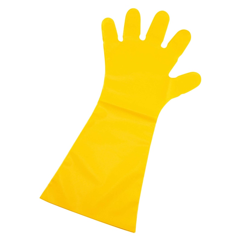 エンボス手袋　#50　ロング　イエロー（五本絞り） 50枚入　L　45μ  1個（ご注文単位1個）【直送品】