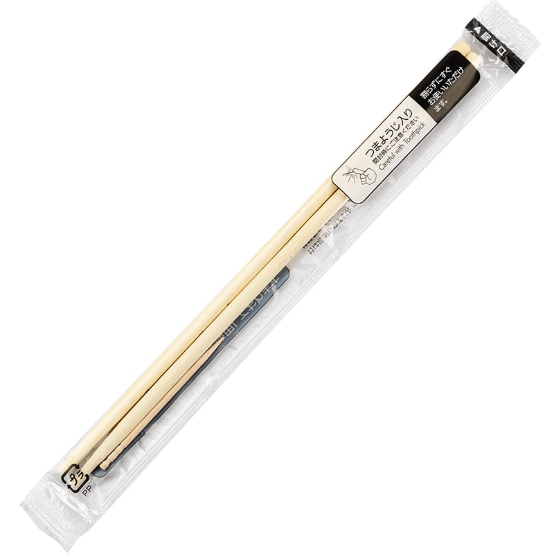 コンドル産業 GV竹丸箸ECO OP完封箸 8寸 つま楊枝入り 100膳/袋