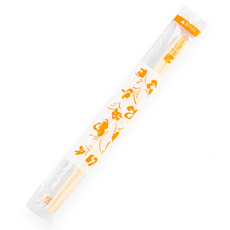 コンドル産業 割りばし アスペン元禄箸　フラワーオレンジ　OP完封 8寸　楊枝入り 815133　100膳/袋（ご注文単位40袋）【直送品】
