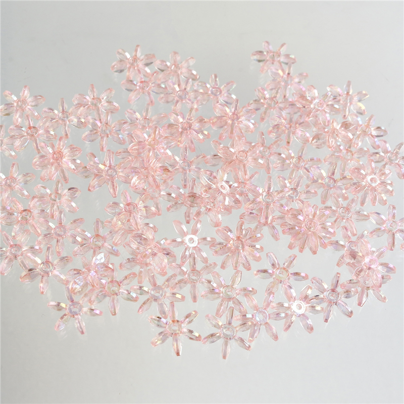 島村 フラワービーズ 200個入り デラックスDX 14mm うすピンク クリア ASH-FL14-2 1袋(ご注文単位1袋)【直送品】