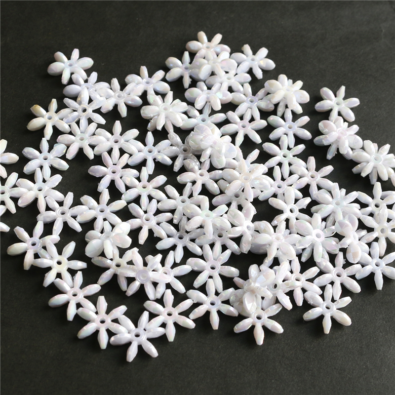 島村 フラワービーズ 200個入り デラックスDX 14mm オーロラ ホワイト ASH-FL14-11 1袋（ご注文単位1袋）【直送品】