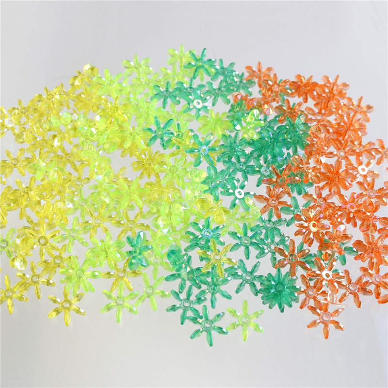 島村 フラワービーズ グリーン・イエロー系 14mm 200個入 ASH-FL14-M3 1袋（ご注文単位1袋）【直送品】