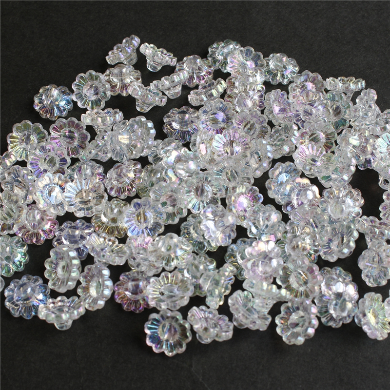 島村 ニューフラワービーズ 100個入り デラックスDX 12mm オーロラ クリア ASH-NYFL12DX-1 1袋（ご注文単位1袋）【直送品】