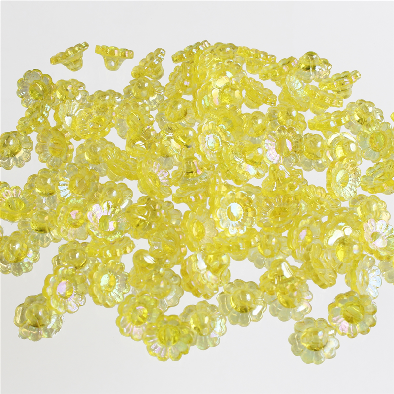 島村 ニューフラワービーズ 100個入り デラックスDX 12mm イエロー ASH-NYFL12DX-5 1袋（ご注文単位1袋）【直送品】