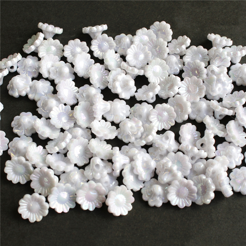 島村 ニューフラワービーズ 100個入り デラックスDX 12mm オーロラ ホワイト ASH-NYFL12DX-11 1袋（ご注文単位1袋）【直送品】