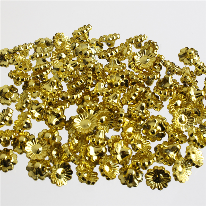 島村 ニューフラワービーズ 100個入り デラックスDX 12mm ゴールド ASH-NYFL12DX-G 1袋（ご注文単位1袋）【直送品】