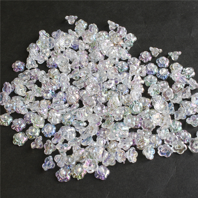 島村 ニューフラワービーズ 200個入り デラックスDX 8mm オーロラ クリア ASH-NYFL8DX-1 1袋（ご注文単位1袋）【直送品】