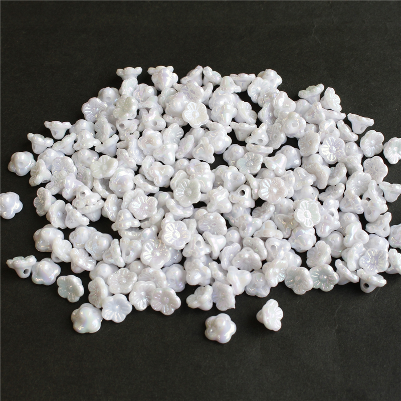 島村 ニューフラワービーズ 200個入り デラックスDX 8mm オーロラ ホワイト ASH-NYFL8DX-11 1袋（ご注文単位1袋）【直送品】