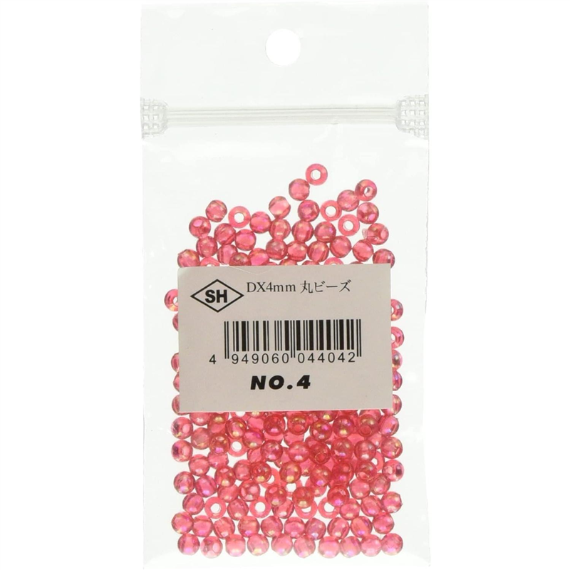 島村 丸ビーズ 200個入り DX 4mm レッド ASH-DX4M-4 1袋（ご注文単位1袋）【直送品】
