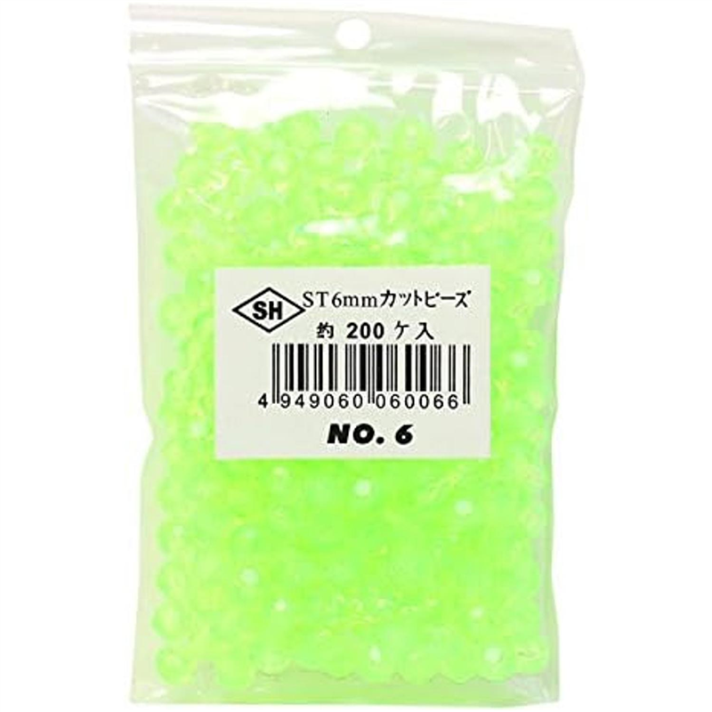 島村 カットビーズ 200個入り ST 6mm ライトグリーン ASH-ST6C-6 1袋（ご注文単位1袋）【直送品】