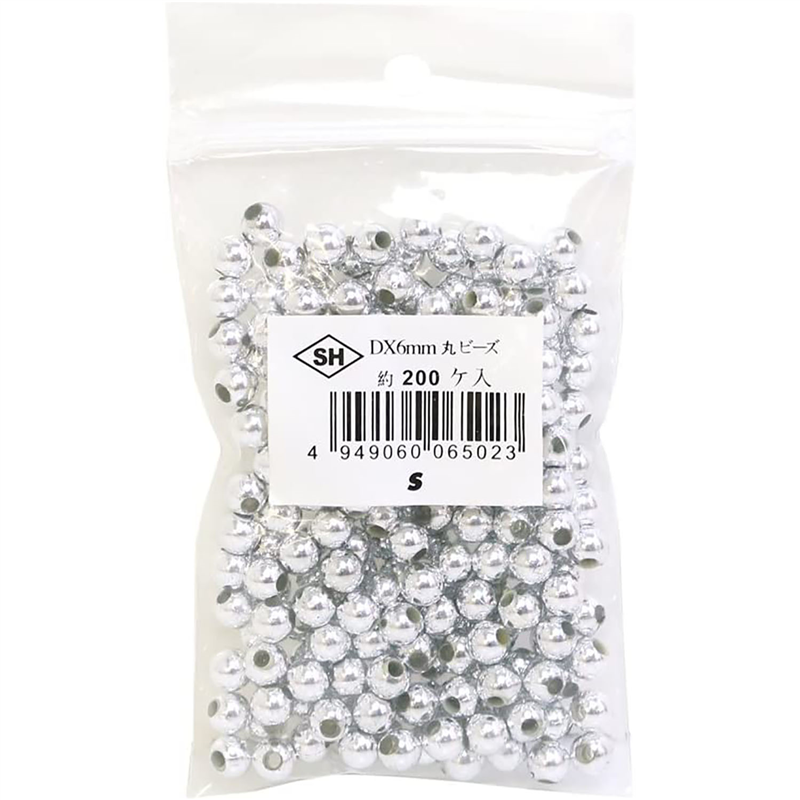 島村 丸ビーズ 200個入り デラックスDX 6mm シルバー ASH-DX6M-S 1袋（ご注文単位1袋）【直送品】