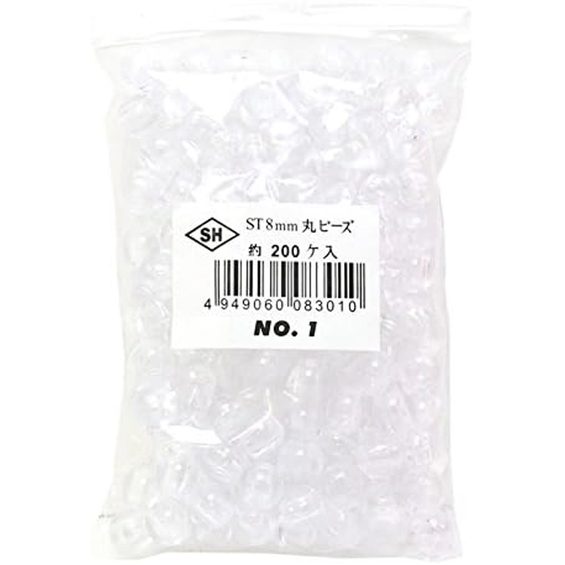 島村 丸ビーズ 200個入り ST8mm クリア ASH-ST8M-1 1袋（ご注文単位1袋）【直送品】