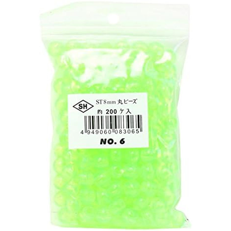 島村 丸ビーズ 200個入り ST8mm ライトグリーン ASH-ST8M-6 1袋（ご注文単位1袋）【直送品】
