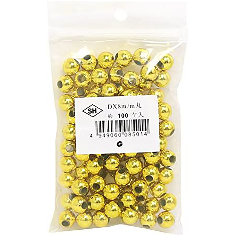 島村 丸ビーズ 100個入り デラックスDX 8mm ゴールド ASH-DX8M-G 1袋（ご注文単位1袋）【直送品】