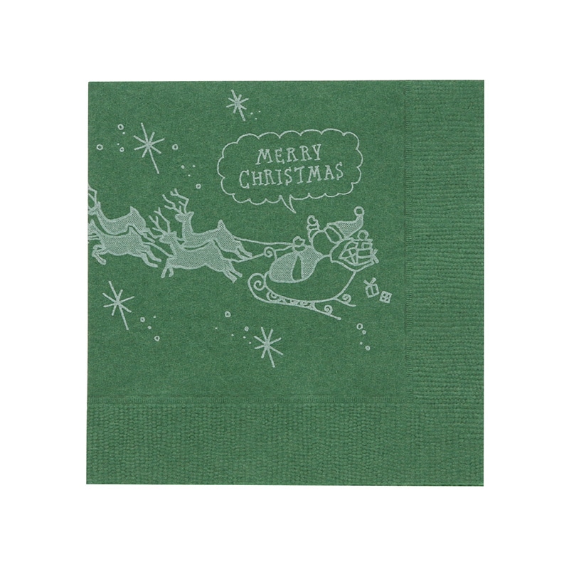 オリエンタル紙業 紙ナプキン クリスマス 2プライ 245mm角 4折 SC-24 イタリアングリーン 50枚/束（ご注文単位30束）【直送品】