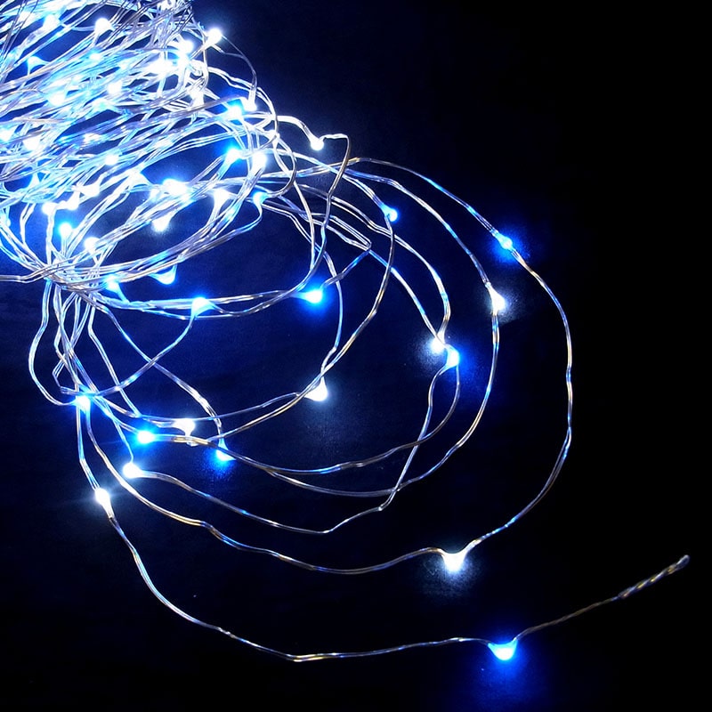 コロナ産業 ジュエリーライト　アダプター付　100球 白・青色球　シルバーコード JE100WB 1個（ご注文単位1個）【直送品】