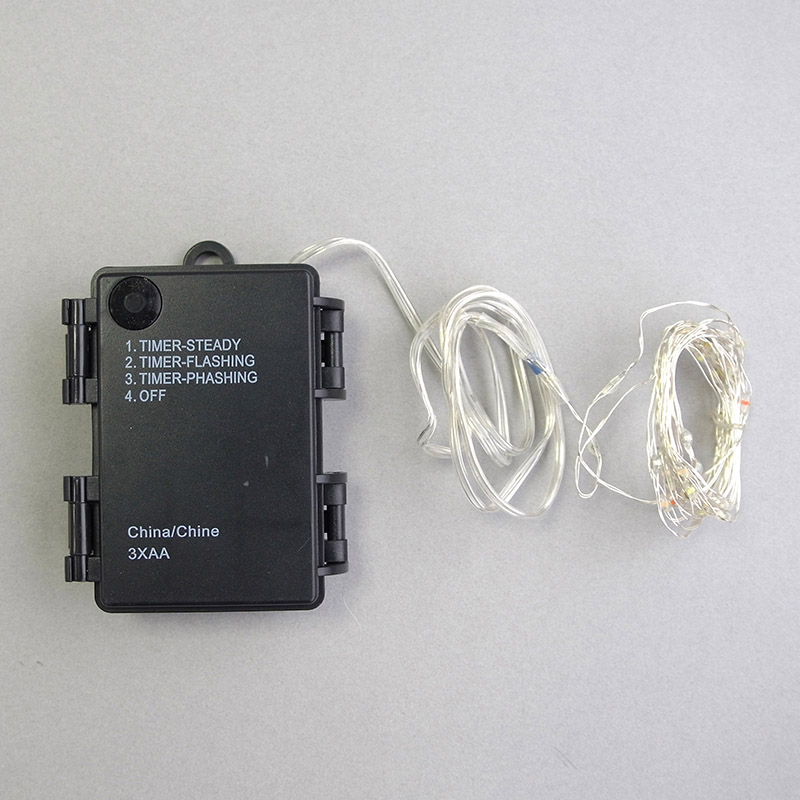 コロナ産業 ジュエリーライト 電池式 40球 タイマー付 白色球 シルバーコード HJ40W 1個(ご注文単位1個)【直送品】