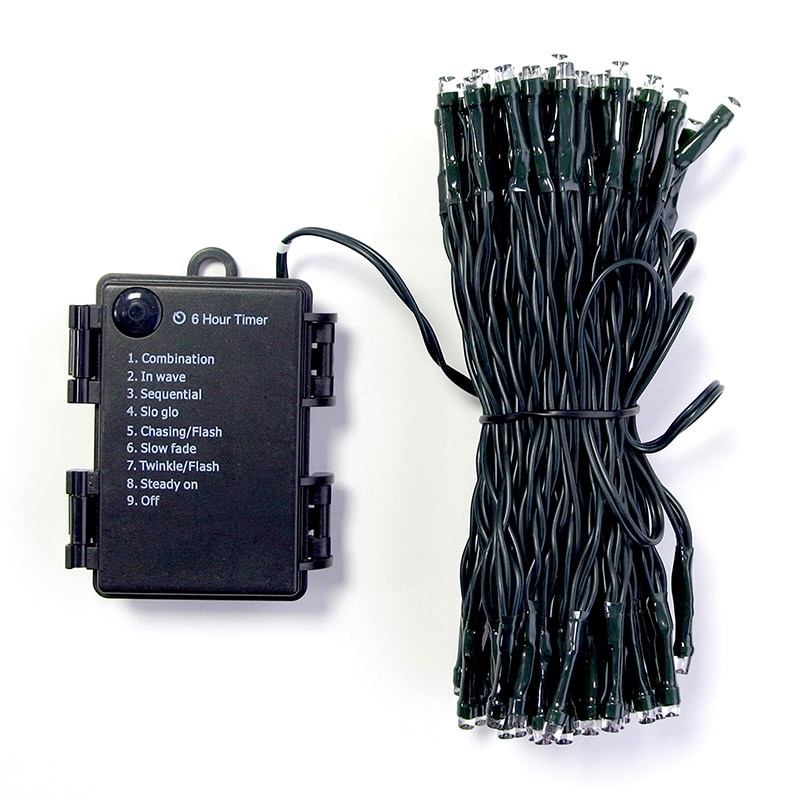 コロナ産業 室内用50球　ストレートライト　電池式 タイマー付　白色球　緑コード HT50W 1個（ご注文単位1個）【直送品】