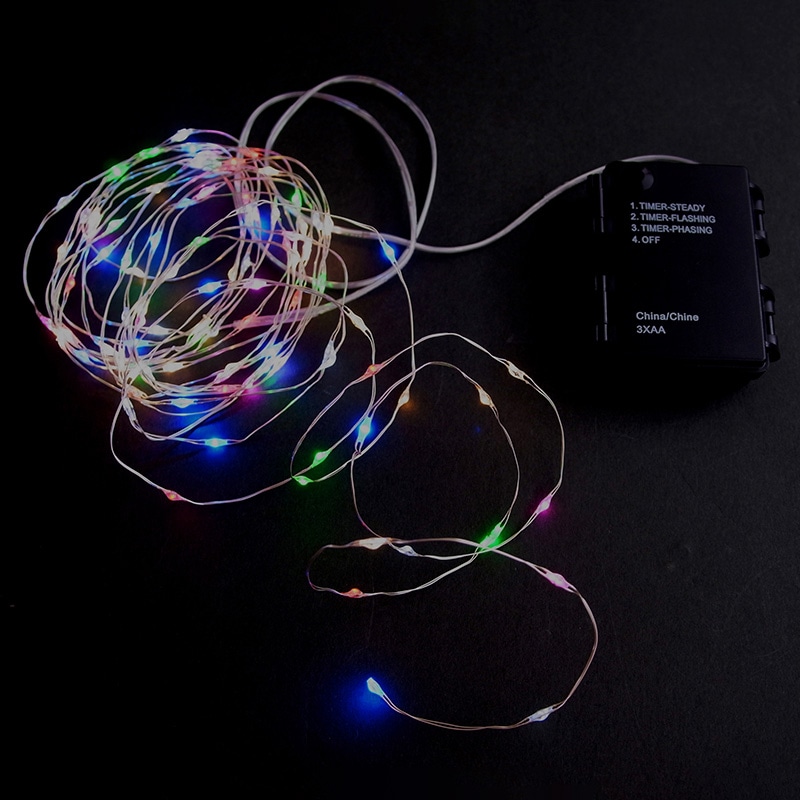 コロナ産業 ジュエリーライト　電池式　100球 タイマー付　7色ミックス　シルバーコード HJ100MIX 1個（ご注文単位1個）【直送品】