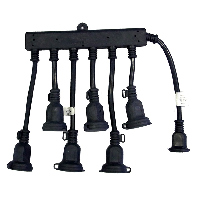 コロナ産業 分配コード 防水丸型プラグタイプ 6分配 ブラック RC6 1個（ご注文単位1個）【直送品】