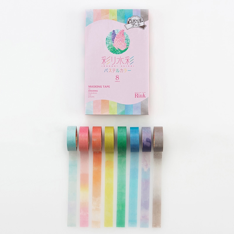 リンレイテープ マスキングテープ RINK 彩りパステル 8色セット 1セット（ご注文単位20セット）【直送品】